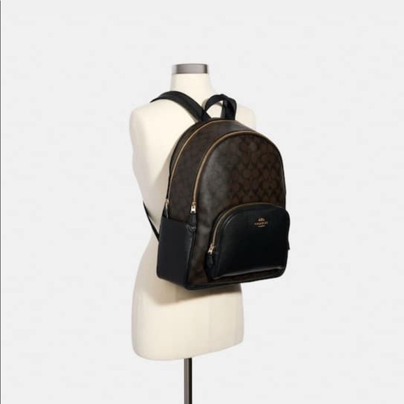 Large Court Backpack In Signature Canvas Black / Brown - Picture 10 of 15